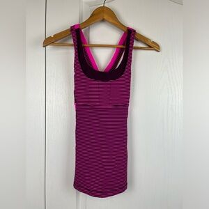 Lululemon Tank Top Size 4 Pink Strappy Built In Bra Missing Cups